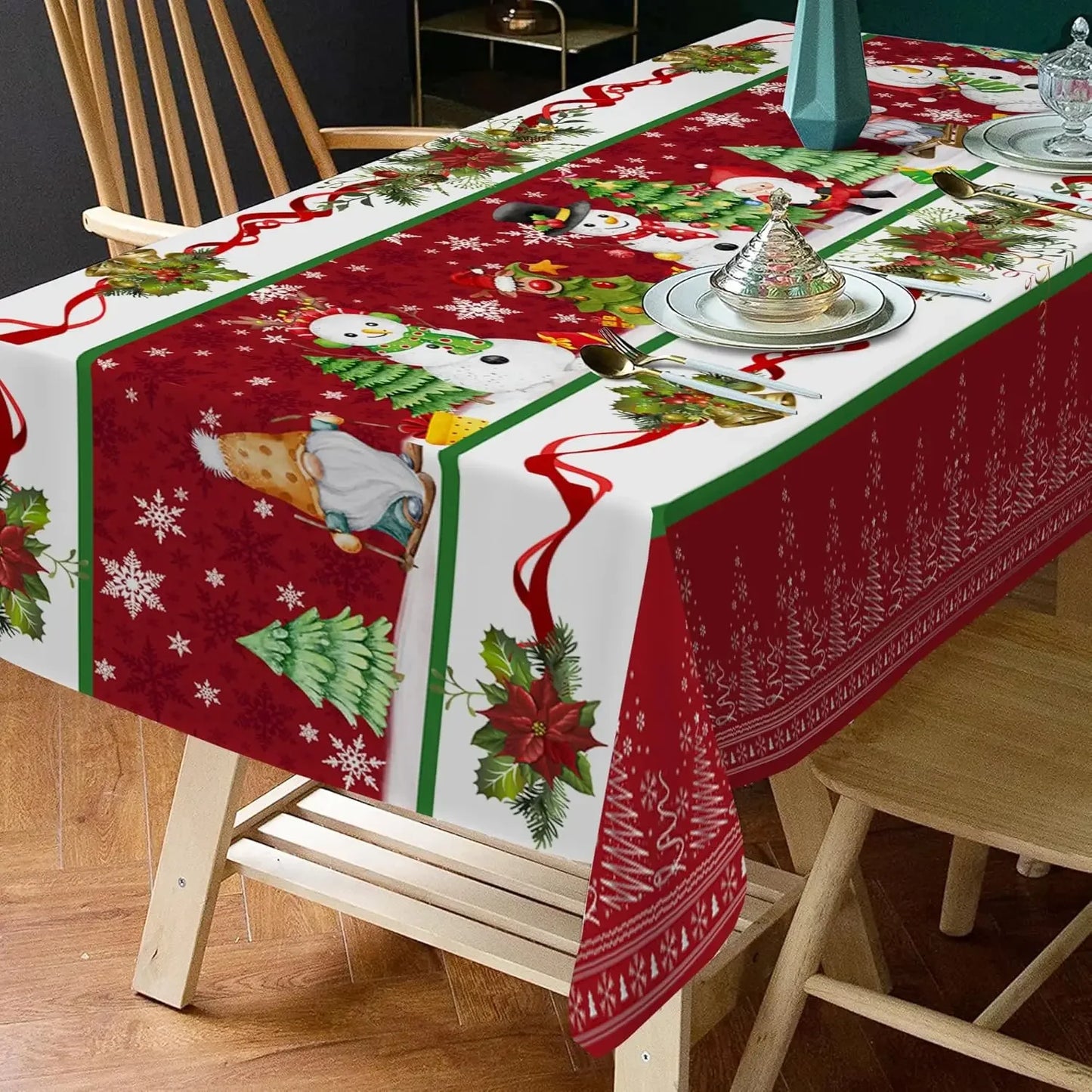 Mantel rojo muñeco de nieve - poliéster
