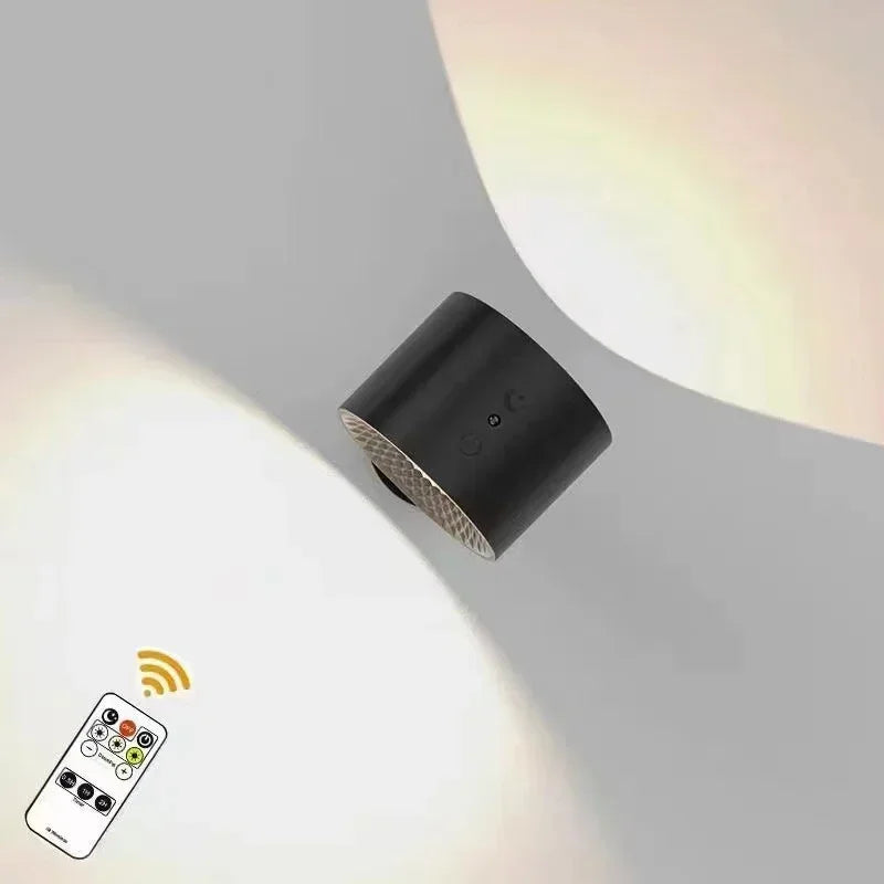 Luz LED de pared, inalámbrica con rotación y control remoto - carga USB