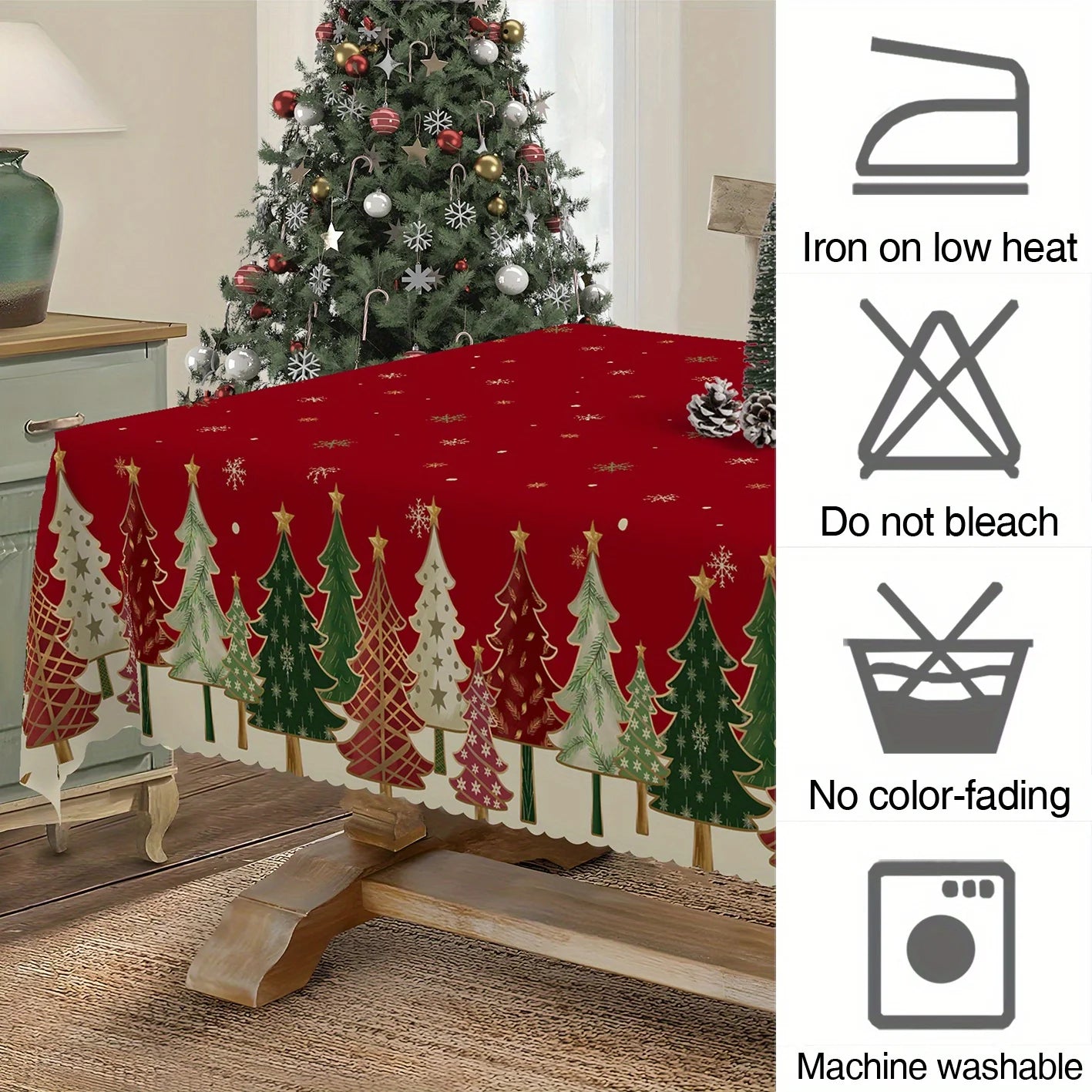 Mantel rojo árbol - poliéster