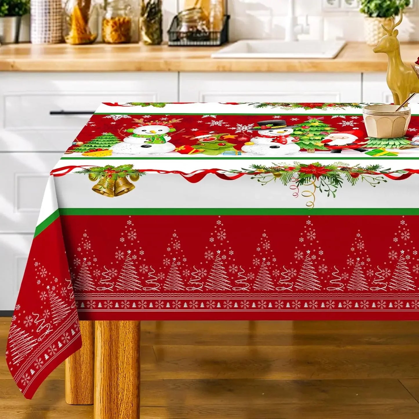 Mantel rojo muñeco de nieve - poliéster