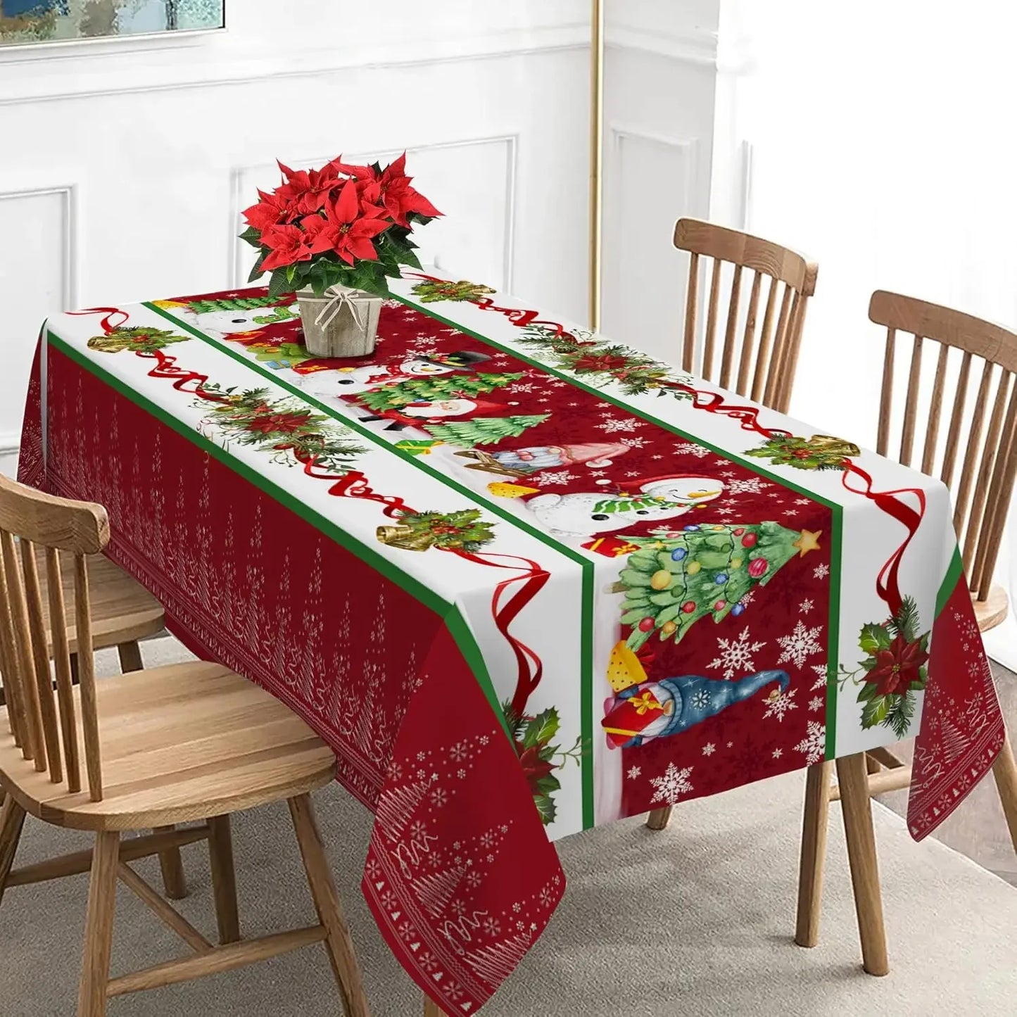Mantel rojo muñeco de nieve - poliéster