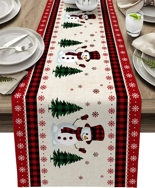 Camino de mesa bordes rojos - lino