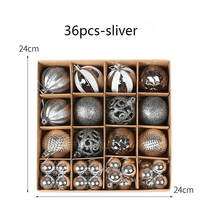 Set de 36 bolas decorativas para el árbol