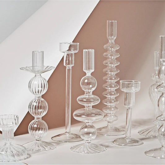 Candelabro de cristal transparente