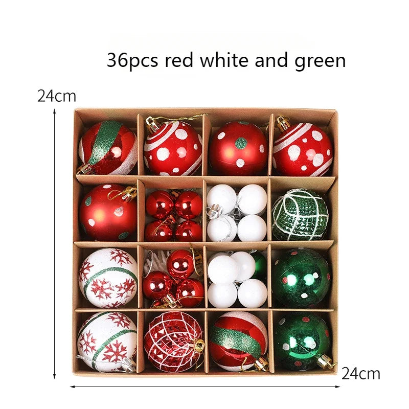 Set de 36 bolas decorativas para el árbol
