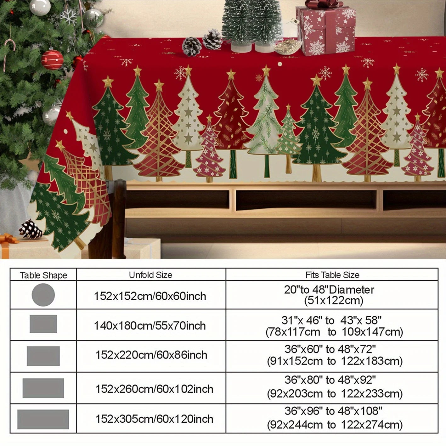 Mantel rojo árbol - poliéster