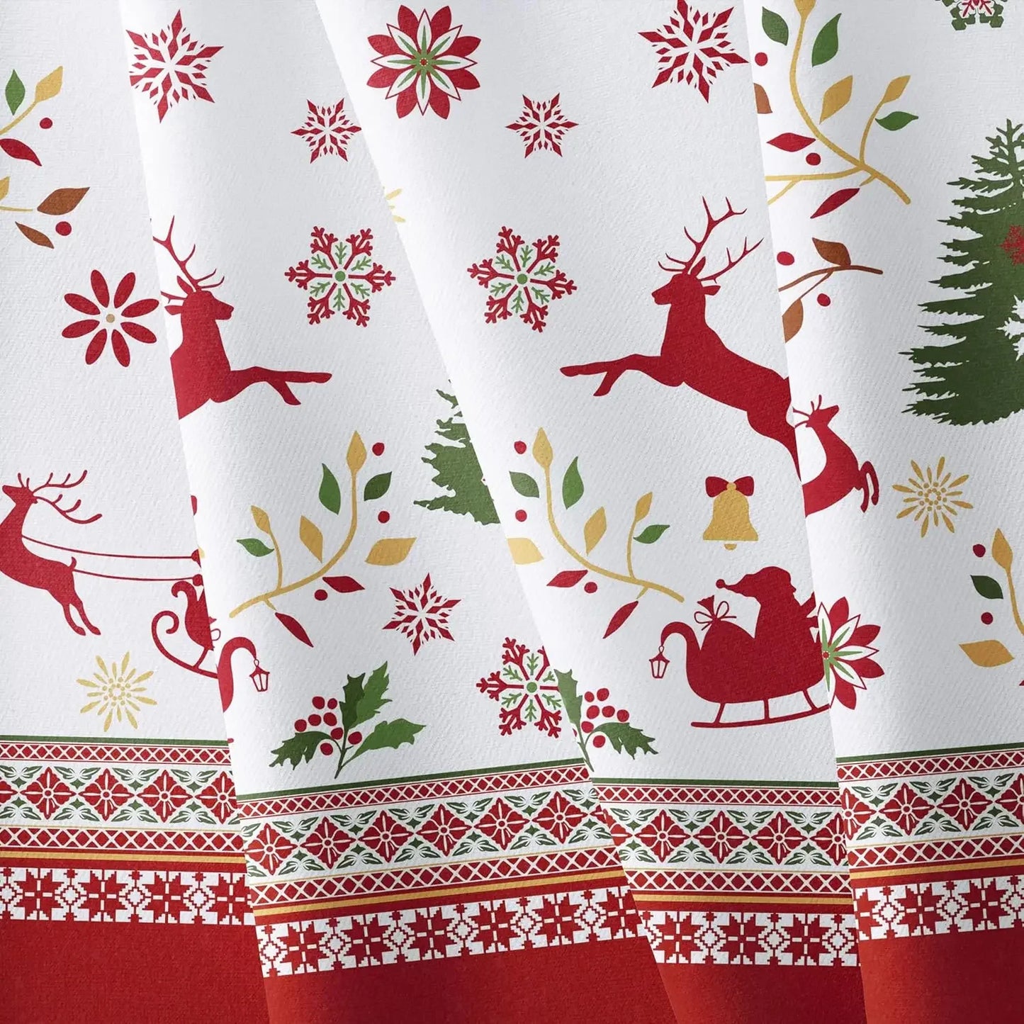 Mantel blanco muñeco de nieve y renos rojos poliéster impermeable