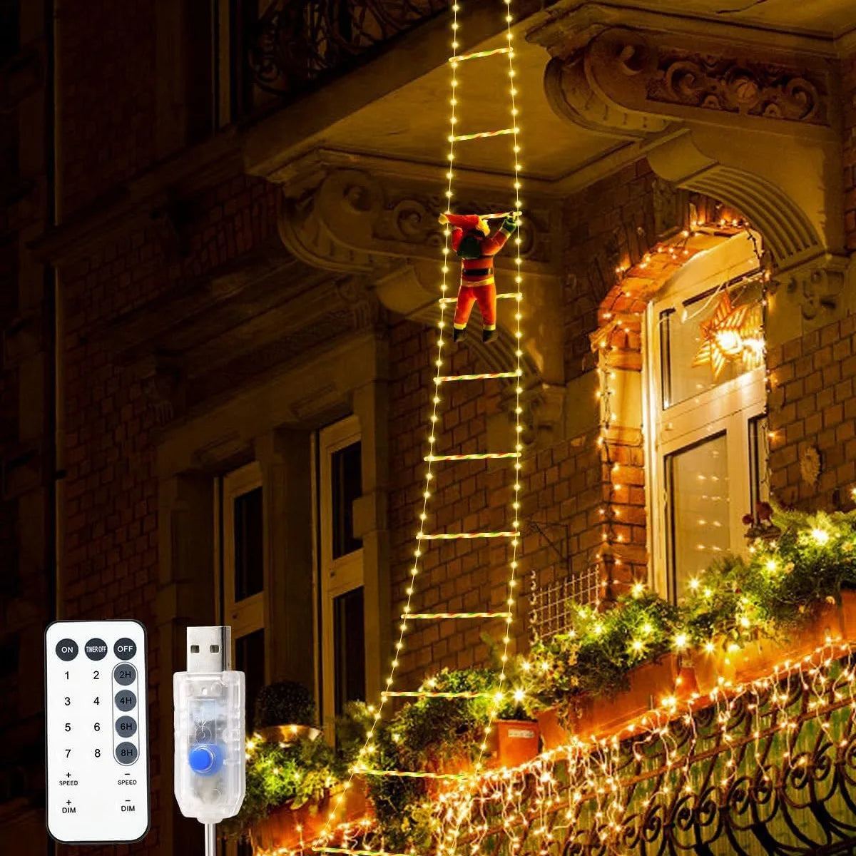 Luces de escalera Papa Noel - carga USB