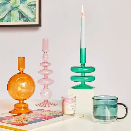 Candelabro de cristal en colores